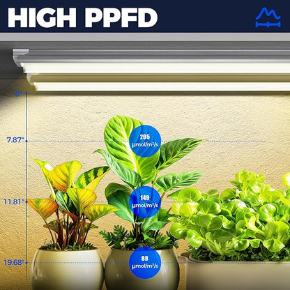 Barrina 3FT T8 Grow Light, 180W(6 x 30W), 1000W Equivalent, Full Spectrum, Plant Light, Growing Lamp Fixture, LED Grow Light Strips, for Indoor Plant, Greenhouse, Linkable Design, Yellow, 6-Pack