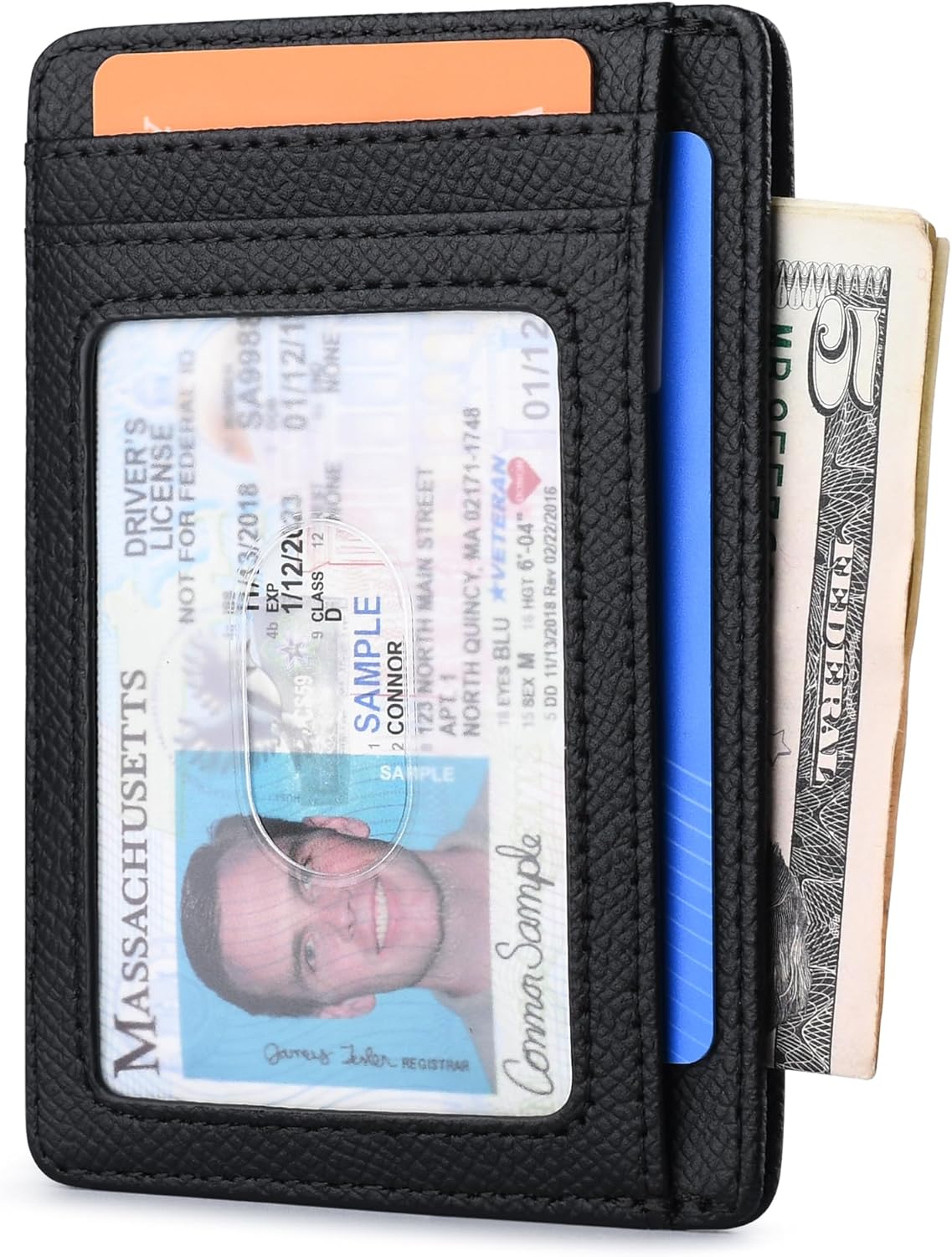 Buffway Slim Minimalist Front Pocket RFID Blocking Leather Wallets for Men and Women - Galaxy Black