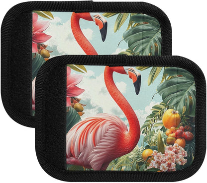 Tropical Flamingo and Fruits 4 Pack Luggage Handle Wraps Covers for Suitcase Identifiers Bag Tags Travel Accessories