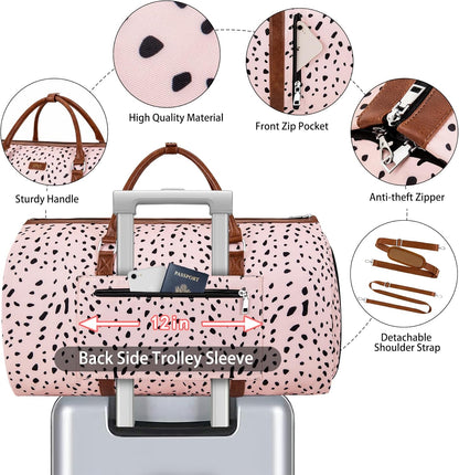 Convertible 2-in-1 Garment Bags for Travel, Carry On Garment Duffle Bag With Shoe Compartment Large Weekender Bag for Women Men Hanging Suitcase Suit Travel Duffel Overnight Bags 4pcs Set