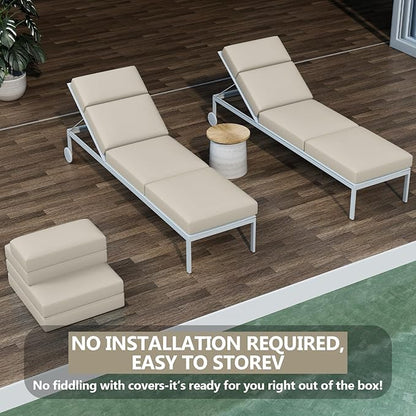 Chaise Lounge Cushions Outdoor, 80 x 26 x 4 Inch Lounge Chair Cushions for Outdoor Furniture - Waterproof Lounge Patio Replacement Cushion, 4In Fade-Resistant ThickPatio Chaise Lounge Cushion