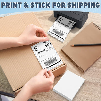 JTIEO Shipping Labels 4" x 6" Thermal Labels 1000 Fanfold Direct Thermal Label Printer Paper, Perforated White with Permanent Adhesive, Compatible with Most Thermal Printers.