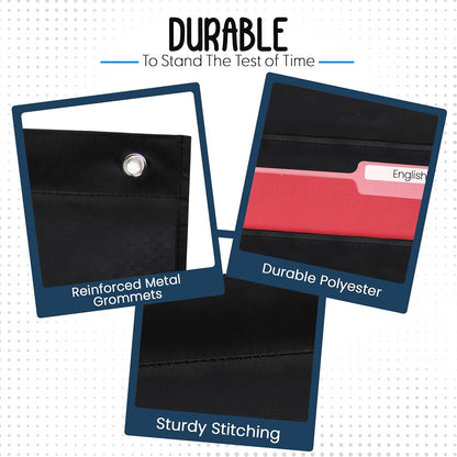 Essex Wares - 3 Pocket File Pocket Chart, Black, 14" Wide x 19.5" Tall - Versatile Wall Hanging File Folder Organizer for Classroom, Office, Home, and More - Wall Folder Organizer - 3 Pockets