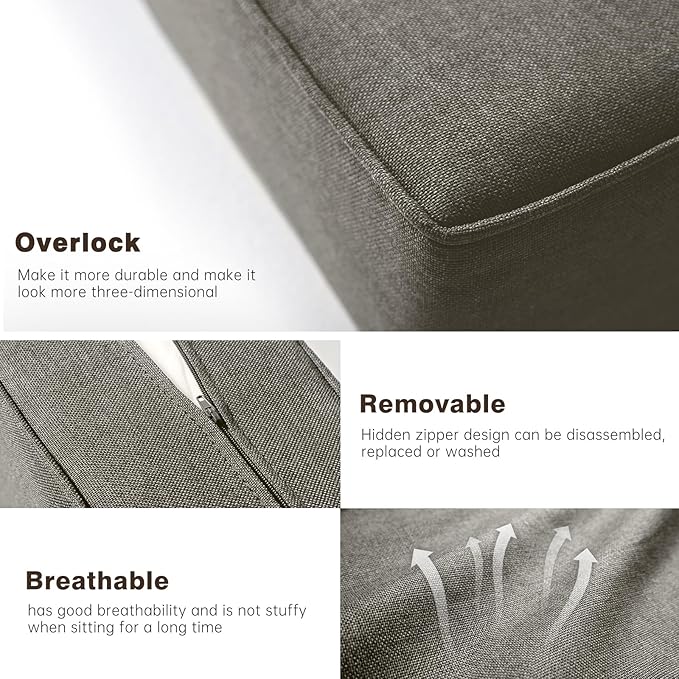 Belord Luxury 4" Thick Outdoor Cushion Set - 22 x24 Inch 28D Sponge Filling Fade-Resistant Chair Cushion, Spill Proof Removable Patio Furniture Replacement Cushions for Sofa Bench Swing - Grey