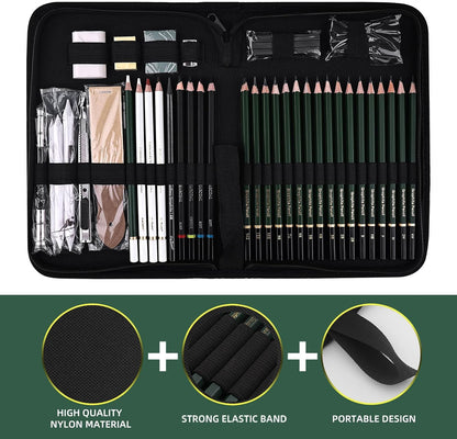 43 Pack Sketch Pencils for Drawing Charcoal Pencil Sketching Set with Sketchbook, Pencils, Charcoal, Graphite and More for Artists, Professionals or Beginners