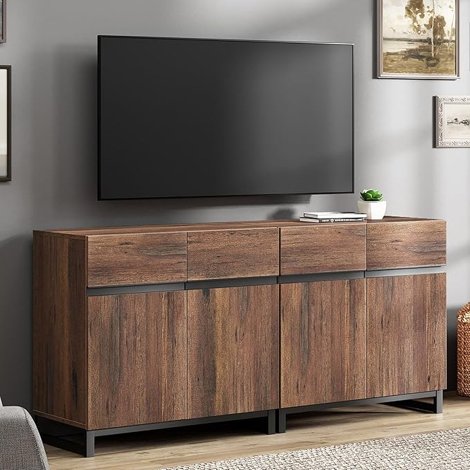 Wampat Modern TV Stand for up to 70 inch TVs, 2 in 1 Entertainment Center