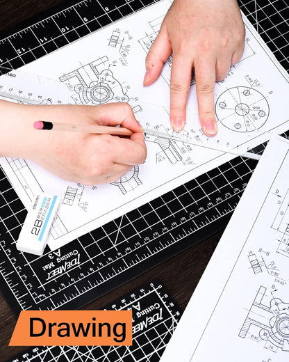 Density-upgraded 18"x12" Self Healing Cutting Mat, Idemeet Rotary Sewing Mat for Crafts, 5-Ply Blade Table Protector Cut Board for Fabric Leather Cutting Quilting Modeling Hobby Project, A3, Black