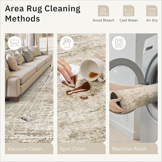 Soalmost Runner Rug 3x10 Washable Non-Slip Hallway Runner Rugs for Kitchen Bathroom Laundry Room Brown Vintage Floor Carpet Runners for Hallways Entryway
