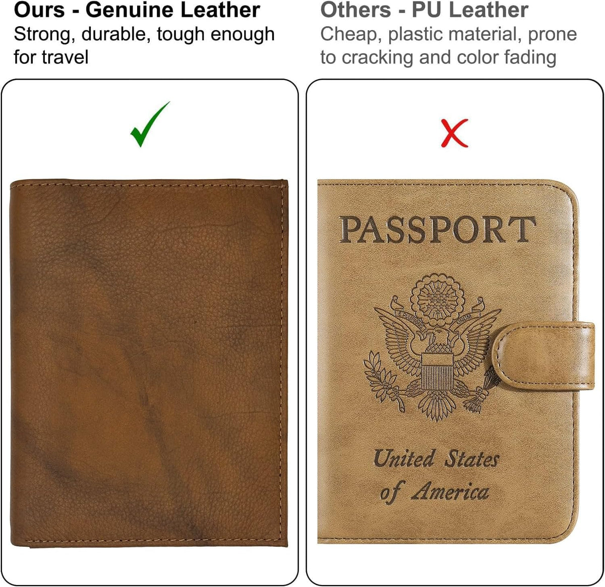 Antique Saddle RFID Genuine Leather Passport Wallet