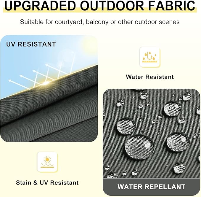 downluxe Outdoor Chair Cushions Set of 6 for Patio Furniture, Water-Resistant Square Corner Patio Chair Cushions with Ties, High Density Foam Outdoor Seat Cushion, 18.5" X 16" X 3", Slate Grey