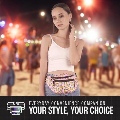 Fanny Pack Belt bag - Crossbody Waist Bag for Men or Women - Hands-Free, Waterproof Large Bumbag for Hiking, Running, and Travel (Pineapple)
