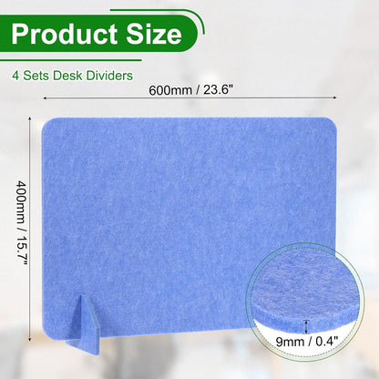PATIKIL Desk Divider, 4 Set 24 x 16 Inch Acoustic Freestanding Desk Divider Desk Privacy Panel with 8 Pcs Support Feet for Library Office Workstation,Blue