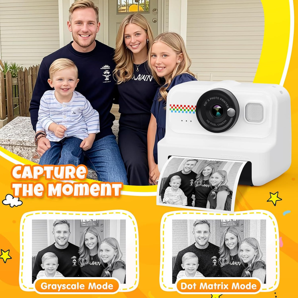 Kids Instant Print Camera, 1080P HD with 3 Rolls Print Paper & 32GB Card, Ideal Kids Toys Gifts for Boys & Girls Age 3-14 (Black)