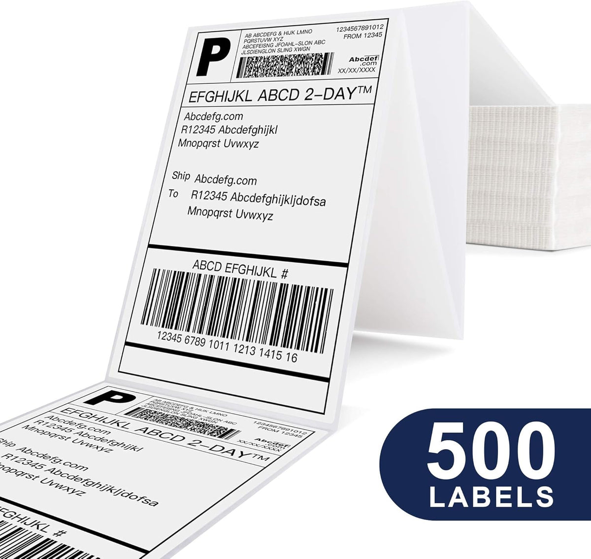 POLONO Genuine 4" x 6" Direct Thermal Shipping Label, Thermal Label (Pack of 500), Perforated Fanfold Labels Compatible with POLONO PL80E, PL70E, PL60 Label Printer, BPA & BPS Free, Commercial Grade