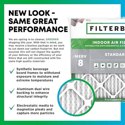 Filterbuy 11.5x19.5x1 Air Filter MERV 8 Essential Dust & Allergy Defense (12-Pack), Electrostatic Pleated HVAC AC Furnace Filters Replacement, Made in USA (Actual Size: 11.50 x 19.50 x 0.75)