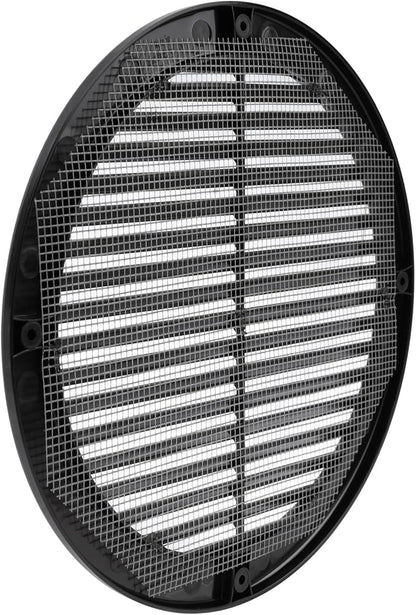 Vent Systems 8" Inch (Opening Dimensions) - Pack of 100 - Black Soffit Vent Cover - Plastic Round Air Vent Grille - Built-in Mesh Screen - HVAC Register Louver for Bathroom, Home, Kitchen