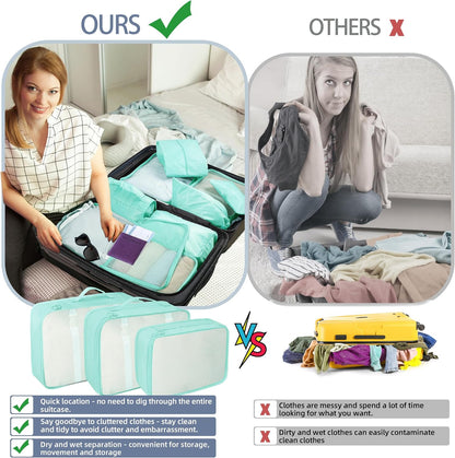 10 Pcs Set Packing Cubes - Travel Packing Organizers, Expandable Suitcase Organizer, Luggage Organizer Bags