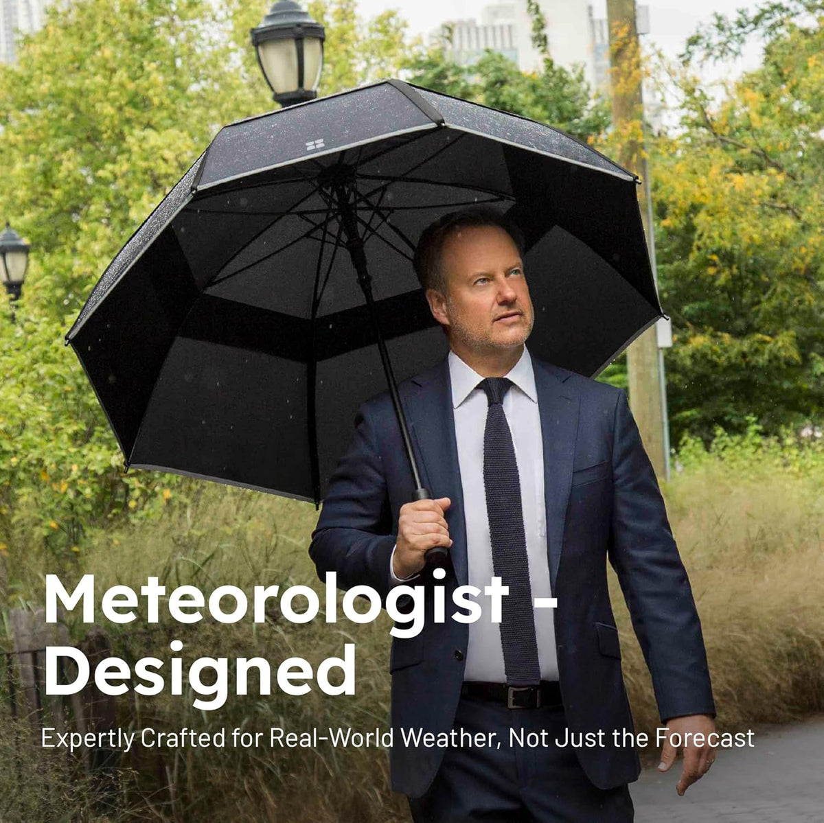 Weatherman Umbrella - Stick Umbrella - Windproof Umbrella Resists Up to 55 MPH Winds - (Sage)