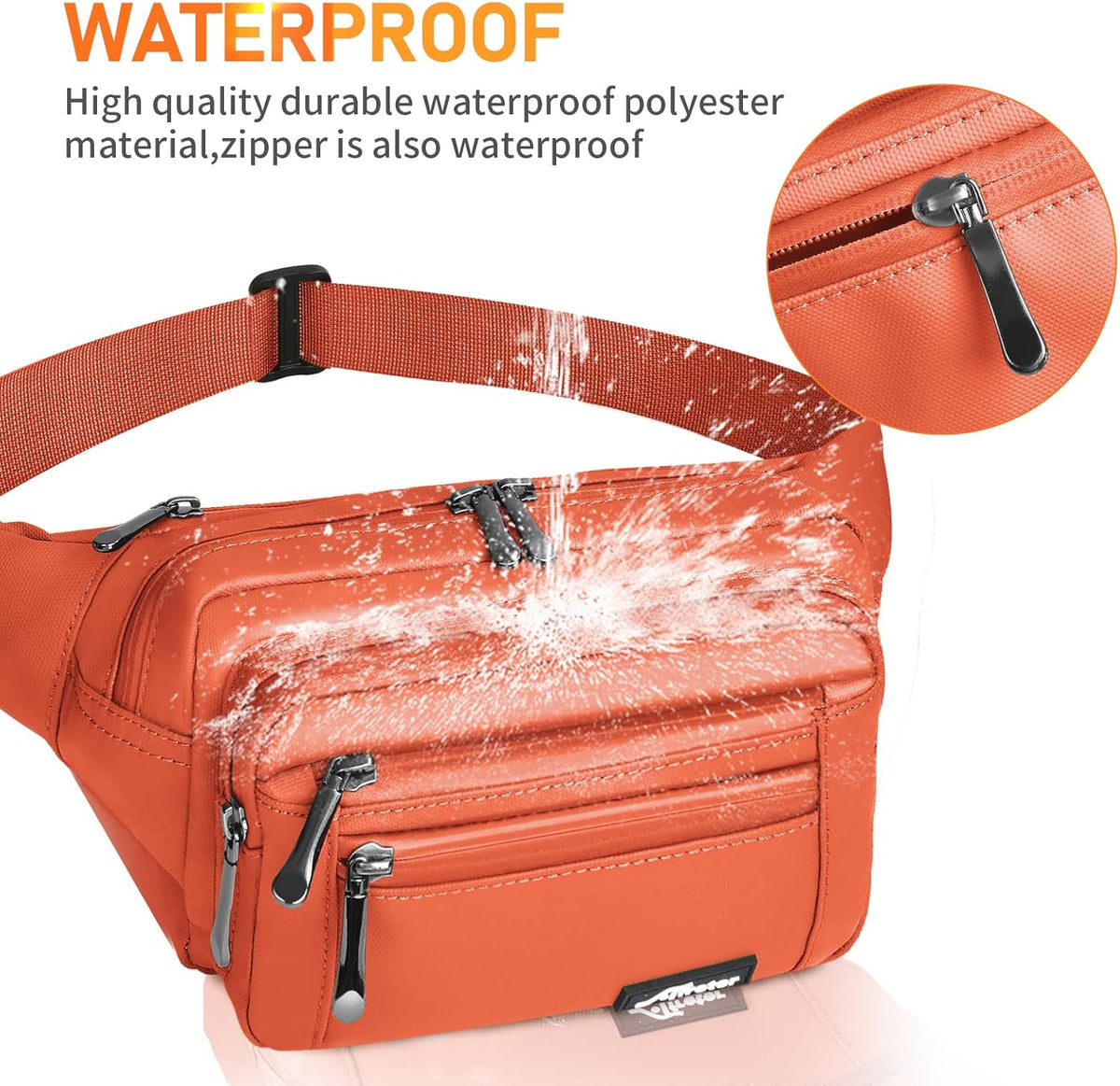 Waist Pack Bag Fanny Pack for Men&Women Hip Bum Bag with Adjustable Strap for Outdoors Workout Traveling Casual Running Hiking Cycling (Orange)