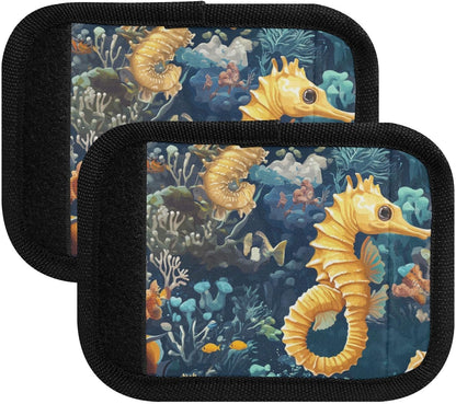 Blue Tropical Seahorse Coral 2 Pack Luggage Handle Wraps Covers for Suitcase Identifiers Bag Tags Travel Accessories