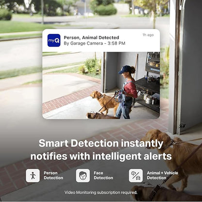myQ Smart Garage Security Camera – 1080p HD Video, Night Vision, Motion Detection, Magnetic, Wi-Fi, Two-Way Audio, Smartphone Control