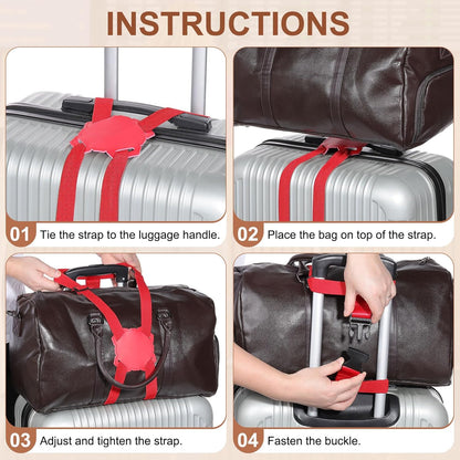 MECCANIXITY Luggage Strap Bag Bungee Elastic Suitcase Adjustable Belt for Suitcases Add A Bag Easy to Travel, Orange