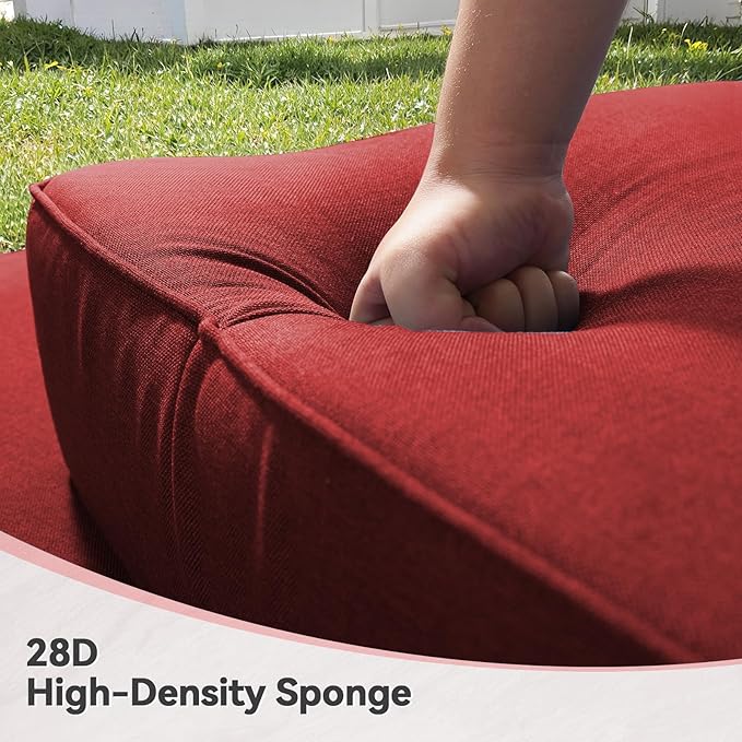 6" Thick Outdoor Cushions 24x24x6, 8-Set Deep Seat Patio Cushions with Removable Cover, Waterproof & Fade Resistant Replacement for Wicker Chair, Loveseat, Sofa - Red