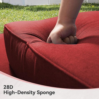 6" Thick Outdoor Cushions 24x24x6, 8-Set Deep Seat Patio Cushions with Removable Cover, Waterproof & Fade Resistant Replacement for Wicker Chair, Loveseat, Sofa - Red