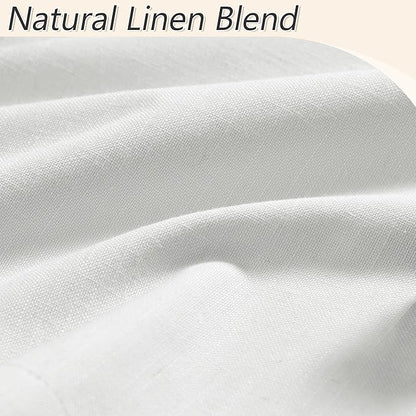 Guken White 100% Blackout Curtains 132 Inch Length 2 Panels Set for Living Room Bedroom Back Tab Thermal Insulated Black Out Linen Drapes Room Darkening Window Curtains