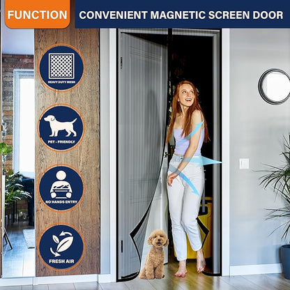 Magnetic Screen Door, Heavy Duty Door Screen Magnetic Closure Keep Bugs Out