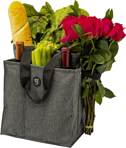 geckobrands 7 Pocket Market Tote Bags - Lightweight Multipurpose Organizer Pool Beach Travel Grocery Bag Multiple Pockets