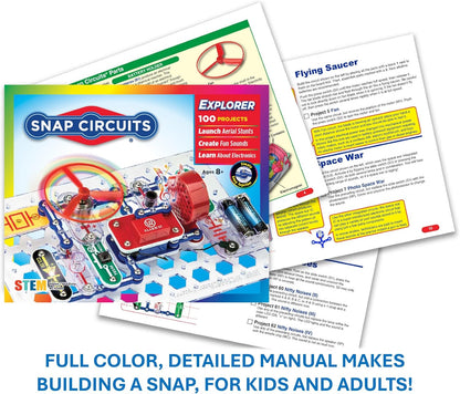 Snap Circuits Jr. SC-100 Electronics Exploration Kit, 100+ Projects, STEM Toy for Kids 8+