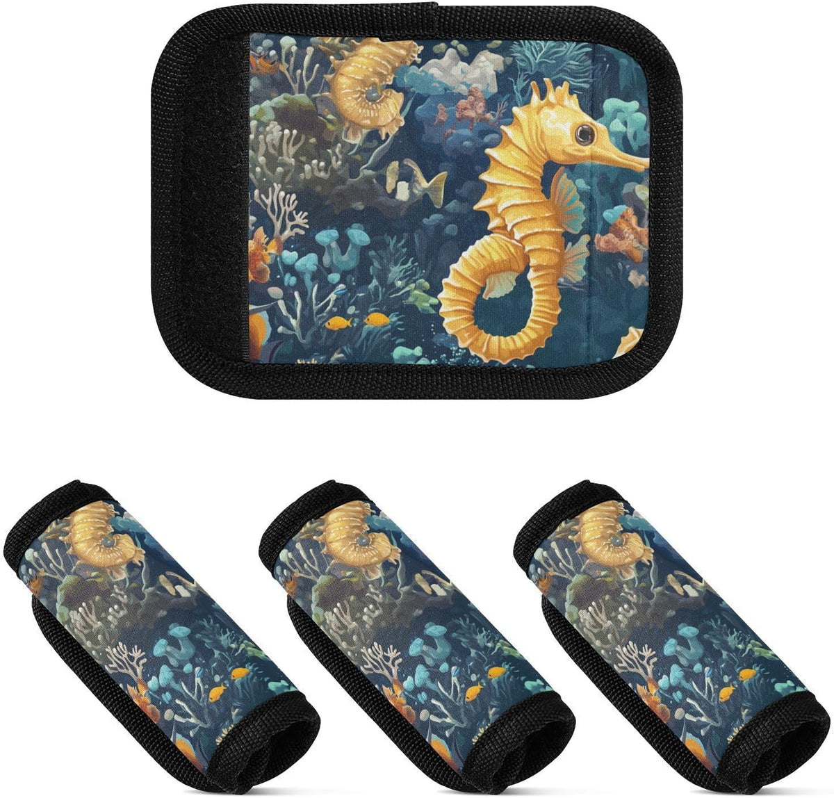 Blue Tropical Seahorse Coral 2 Pack Luggage Handle Wraps Covers for Suitcase Identifiers Bag Tags Travel Accessories