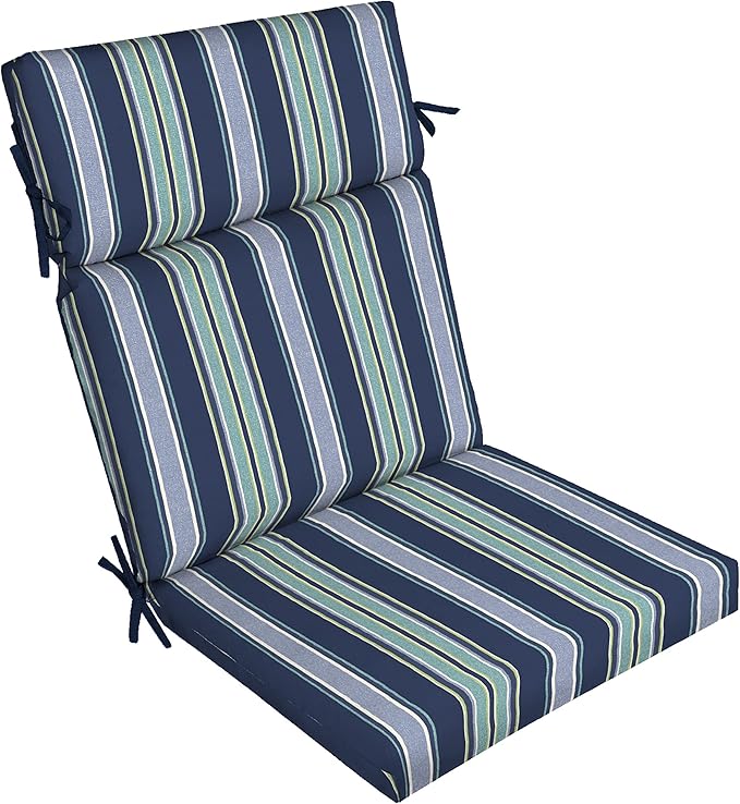 Arden Outdoor Chair Cushion, 21 x 20, Rain-Proof, Fade Resistant Sapphire Aurora Blue Stripe