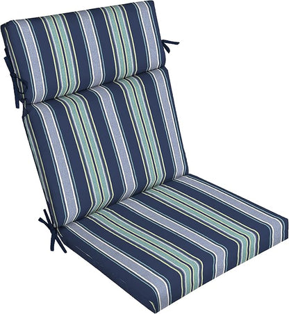Arden Outdoor Chair Cushion, 21 x 20, Rain-Proof, Fade Resistant Sapphire Aurora Blue Stripe