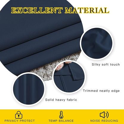NICETOWN Navy Blue Blackout Curtains for Living Room, Window Treatment Thermal Insulated Room Darkening Grommet Drapes Sound Dampening for Bedroom, 2 Panels, W37 x L72