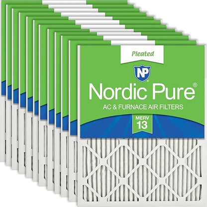 Nordic Pure 12x12x1 (Actual Size: 11 3/4 x 11 3/4 x 3/4) Pleated MERV 13 Air Filters 12 Pack