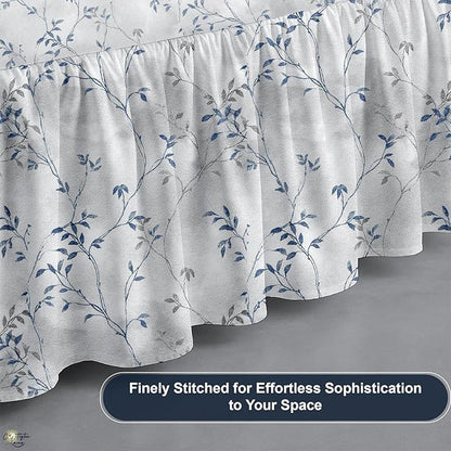 Cottington Lane Ruffled Bed Skirt King Size with Split Corner, Brushed Microfiber Hotel Quality Dust Ruffle, 24 Inch Drop Gathered Bedskirt, Soft, Stylish, Shrink & Fade Resistant, Neutral Nature