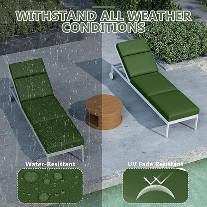 4 Pcs Chaise Lounge Cushions Outdoor, 72 x 21 x 4 Inch Lounge Chair Cushions for Outdoor Furniture - Waterproof Lounge Patio Replacement Cushion, 4In Fade-Resistant ThickPatio Chaise Lounge Cushion
