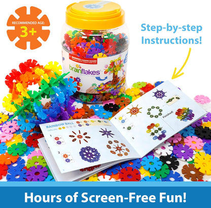 Brain Flakes 500 Piece Set, Aged 3+, Interlocking Plastic Disc Toy for Creative Building and STEM Learning