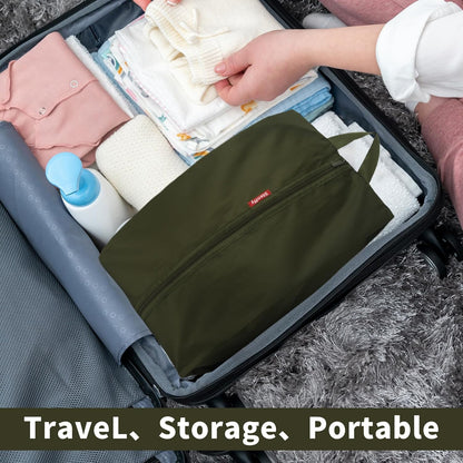 6pcs Portable Shoe Organizer, Travel Pouches with Zipper, Golf Shoe Bags, Clothes Bags, Soccer Cleats Bag, Shoe Pouch for Gym, Waterproof, Odor-Resistant (Dark Green)