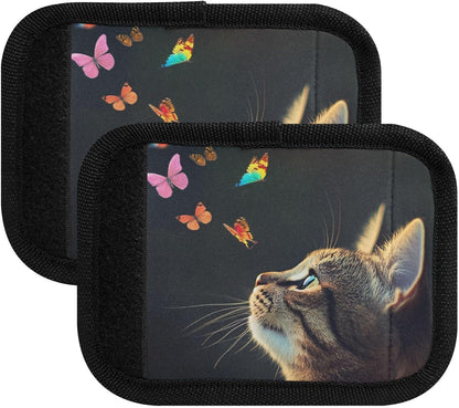 Bengal Cat Butterfly 2 Pack Luggage Handle Wraps Covers for Suitcase Identifiers Bag Tags Travel Accessories