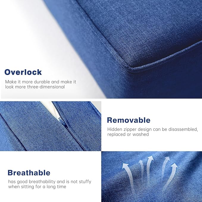 Belord Luxury 4" Thick Outdoor Cushion 8 Set - 22 x24 Inch 28D Sponge Filling Fade-Resistant Chair Cushion, Spill Proof Removable Patio Furniture Replacement Cushions for Sofa Bench Swing - Blue