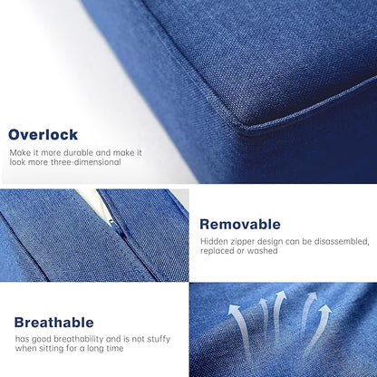 Belord Luxury 4" Thick Outdoor Cushion 8 Set - 22 x24 Inch 28D Sponge Filling Fade-Resistant Chair Cushion, Spill Proof Removable Patio Furniture Replacement Cushions for Sofa Bench Swing - Blue