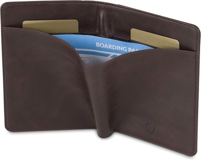 Vaultskin Leather Passport Holder, Slim RFID Blocking Travel Wallet for Men and Women, Fits Passport, Credit Cards, ID, Cash, Passport Cover Ideal Travel Accessories with Gift Box (Kensington)