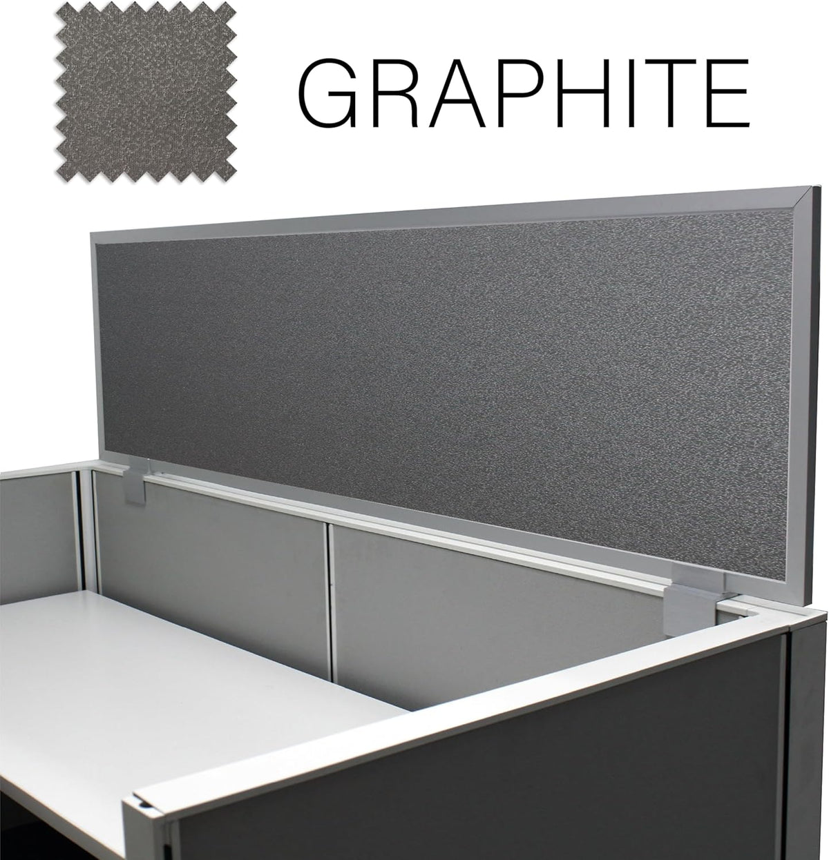 OBEX Acoustical Cubicle Privacy Screen Extender Desk Panel & Office Divider, Add Separation & Block Noise, 12" x 72", Graphite