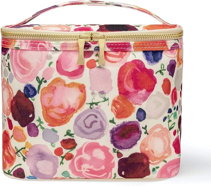 kate spade new york Insulated Lunch Tote, Small Lunch Cooler, Cute Lunch Bag for Women, Thermal Bag with Double Zipper Close and Carrying Handle, Floral
