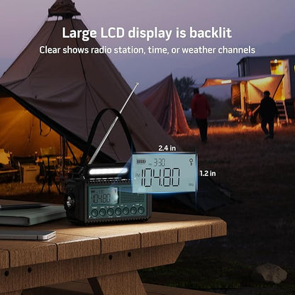 Emergency Weather Radio with AM/FM/NOAA/SW, 5 Ways Powered Solar Hand Crank