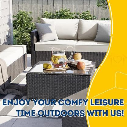 AAAAAcessories Outdoor Seat Cushions for Chairs, Fade-Resistant, Waterproof Patio Furniture Replacement Cushions, 23.5" x 25.5" x 5" + 23.5" x 13.5", Creamy White