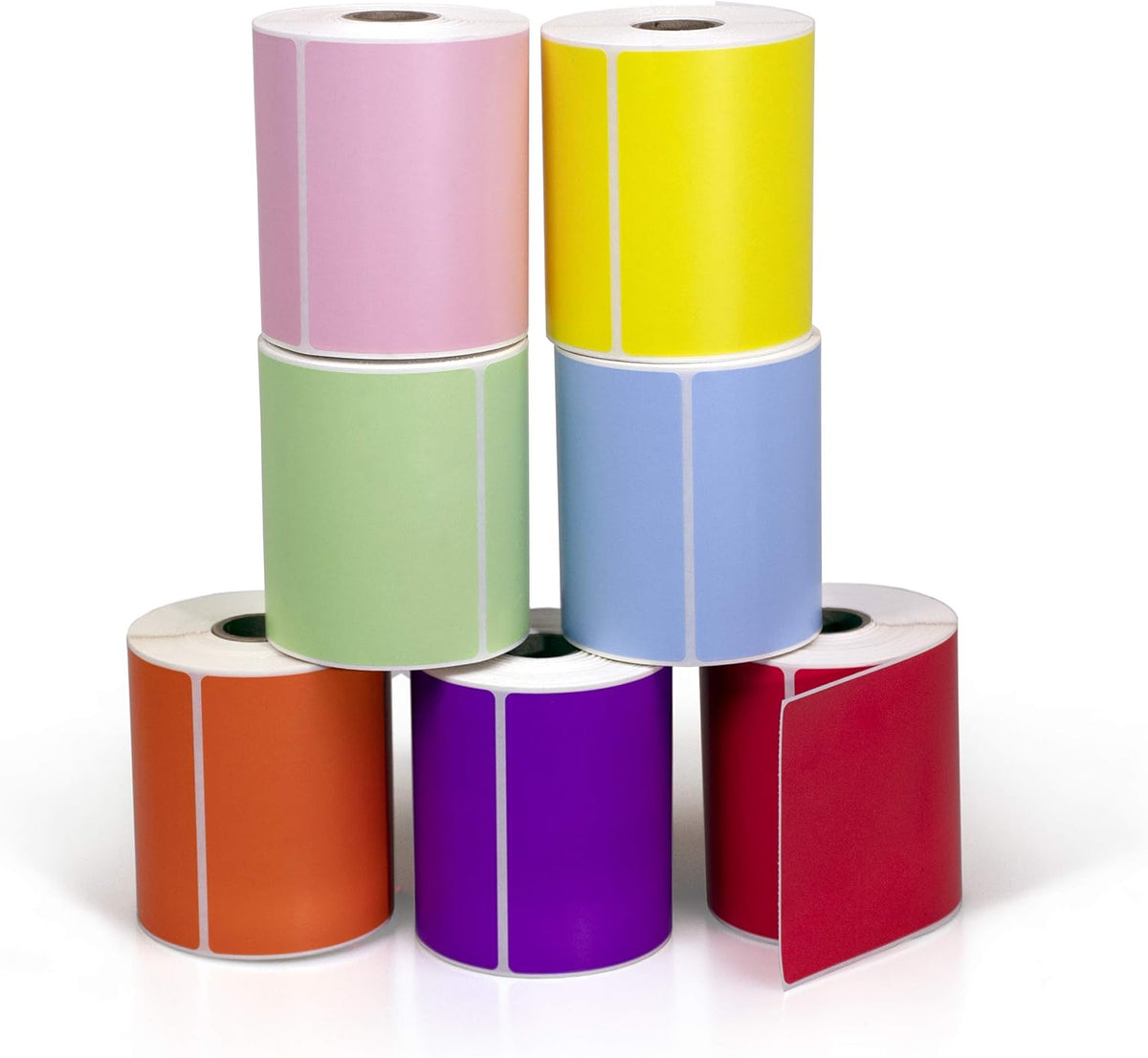4" X 6" Direct Thermal Perforated Stickers Labels for Shipping Labels, Inventory, and Color Coding - Compatible with Zebra, Rollo, Godex and More (Red, 1 Roll)